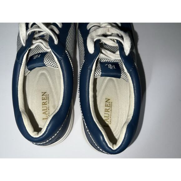 Lauren Ralph Lauren Hailey low top sneakers Women’s Size 7 Blue And White - Picture 8 of 10